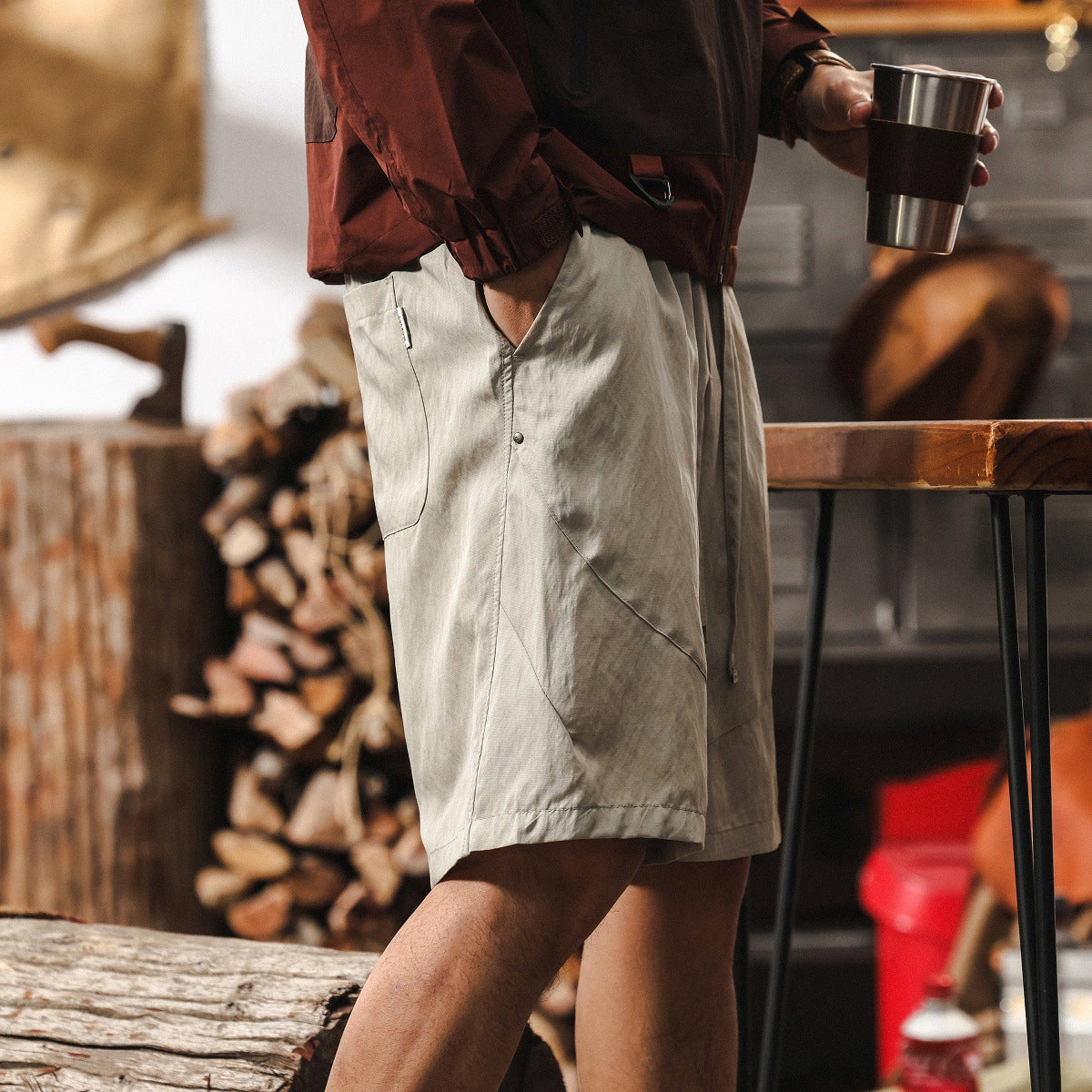 Alpine Drift Utility Shorts – Fog Grey - K202504171558_BEIGE