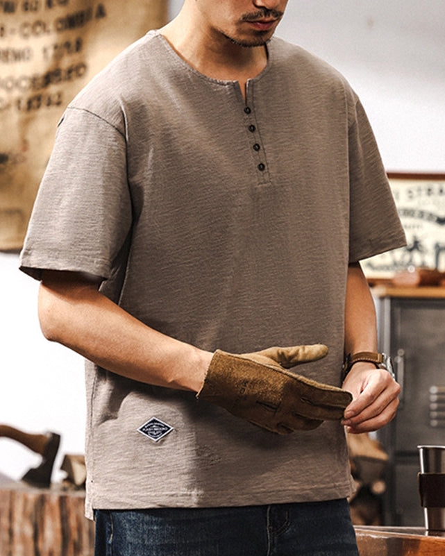 Vintage Henley Short Sleeve Tee