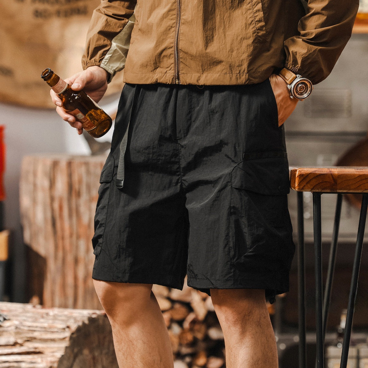 UrbanScout  Cargo Shorts – Midnight Black - Z2025040415_BLACK