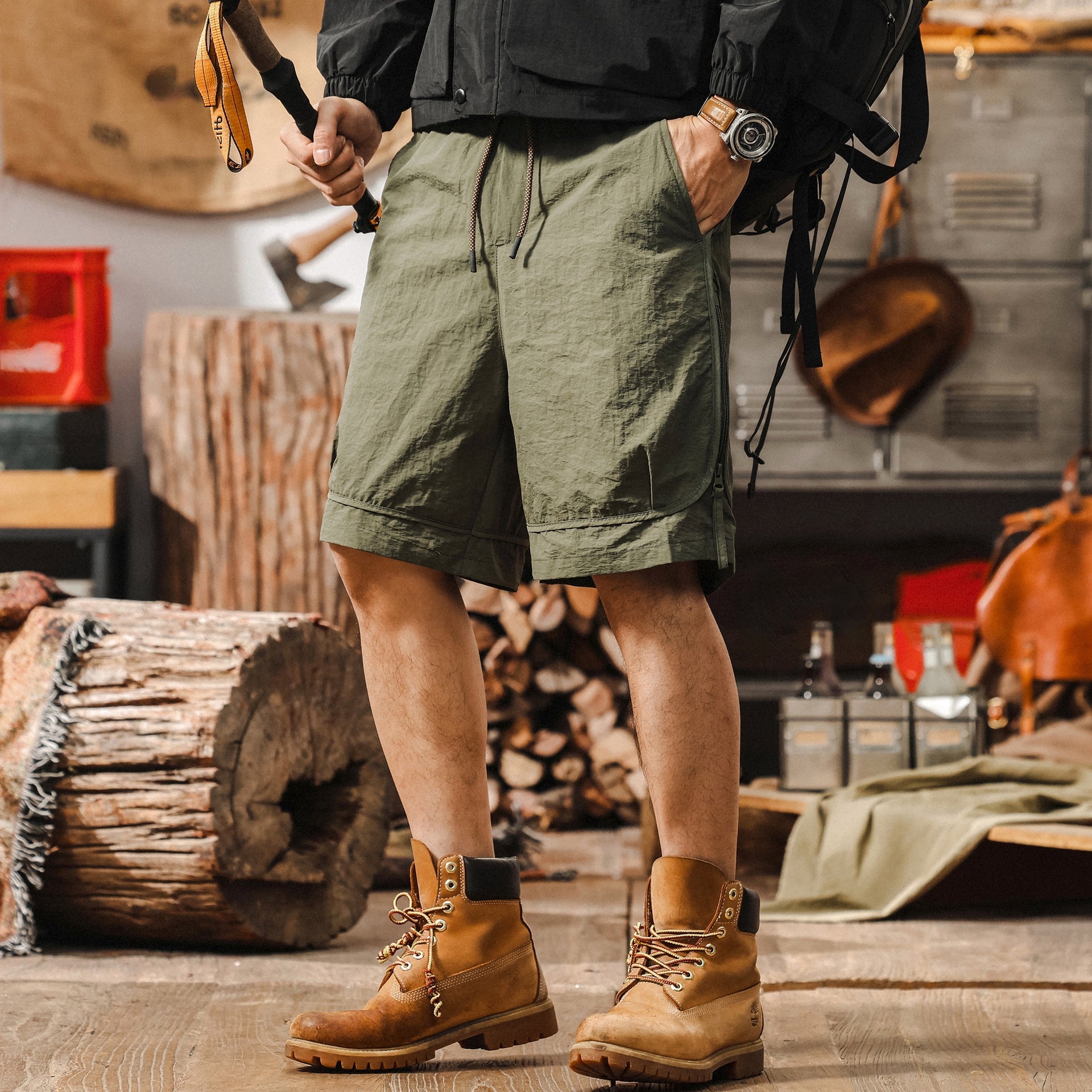 SummitZip Utility Shorts - K202504081214_OLIVE