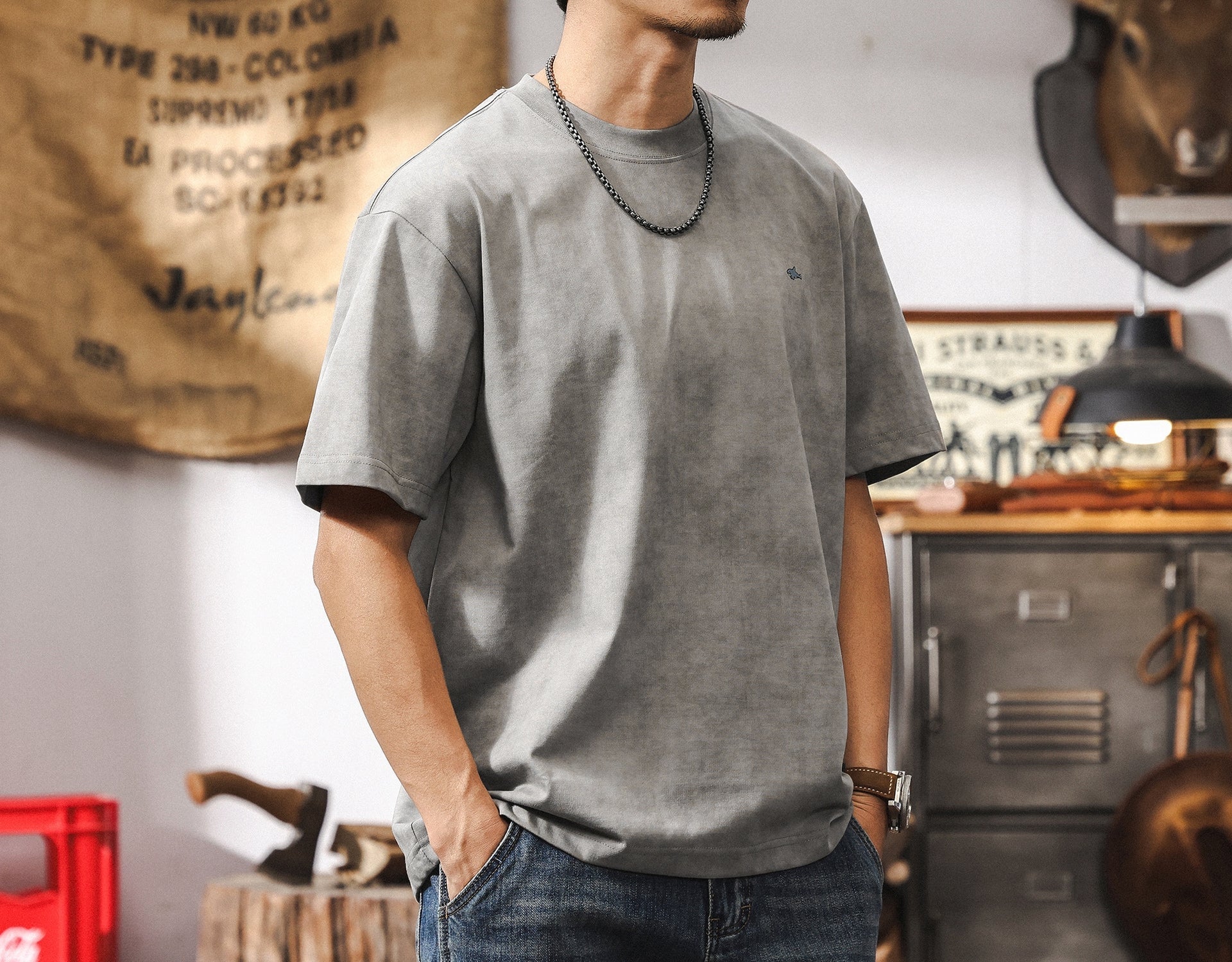 Washed Gray Minimalist Tee