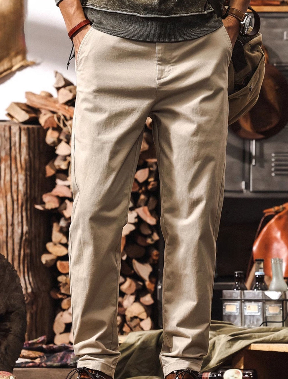 Men's Beige Chino Work Pants