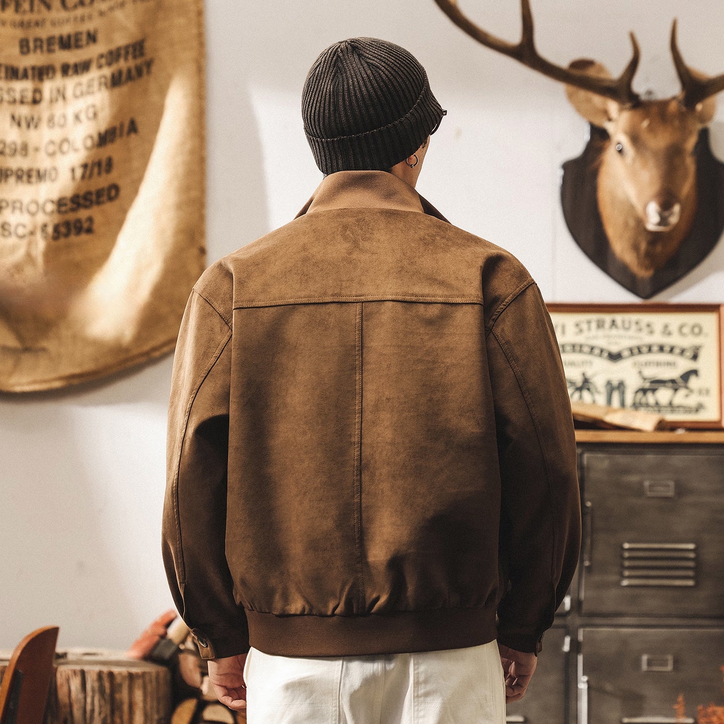 Suede Mocha Bomber Jacket