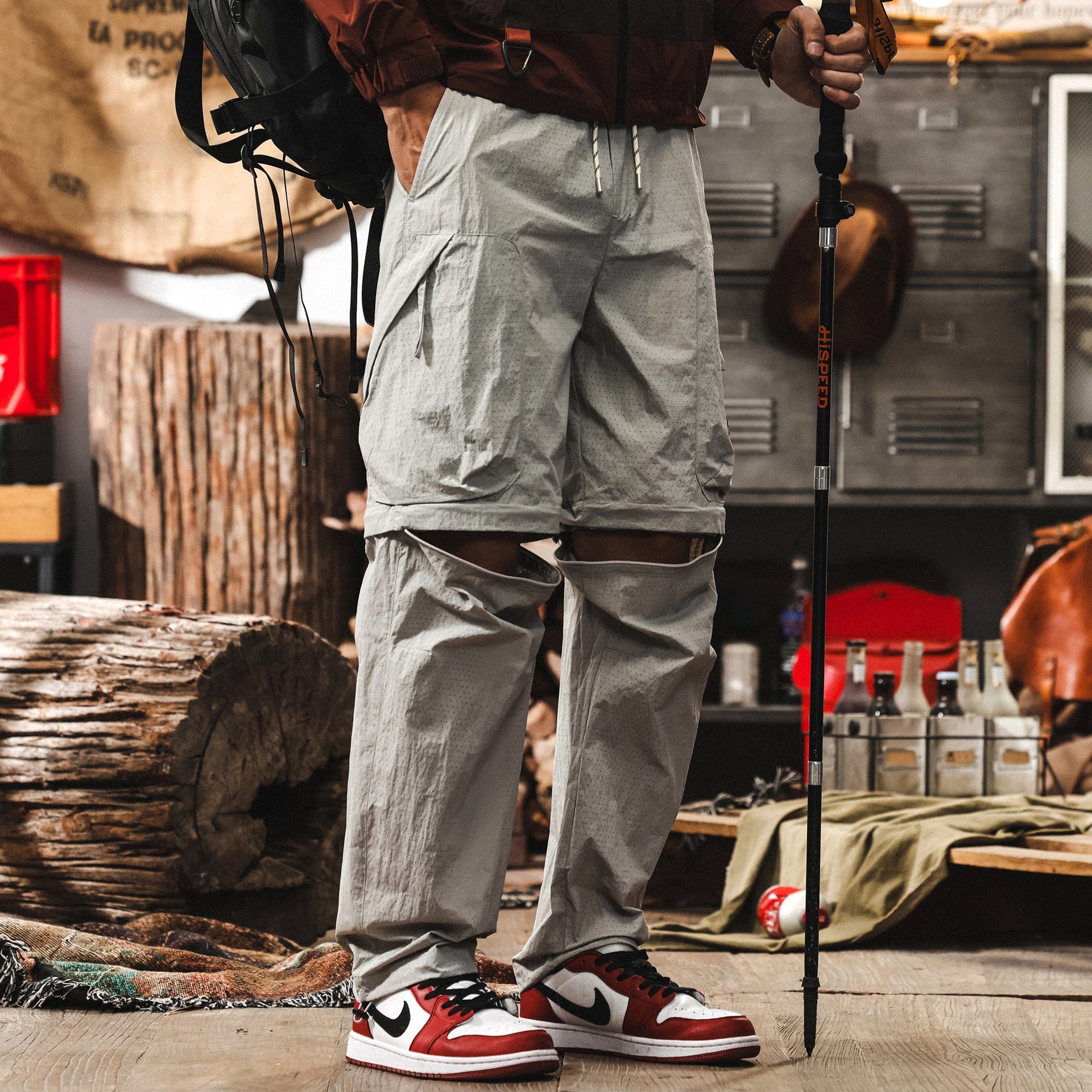 Quick-Drying Hiking Detachable functional Pants in Grey