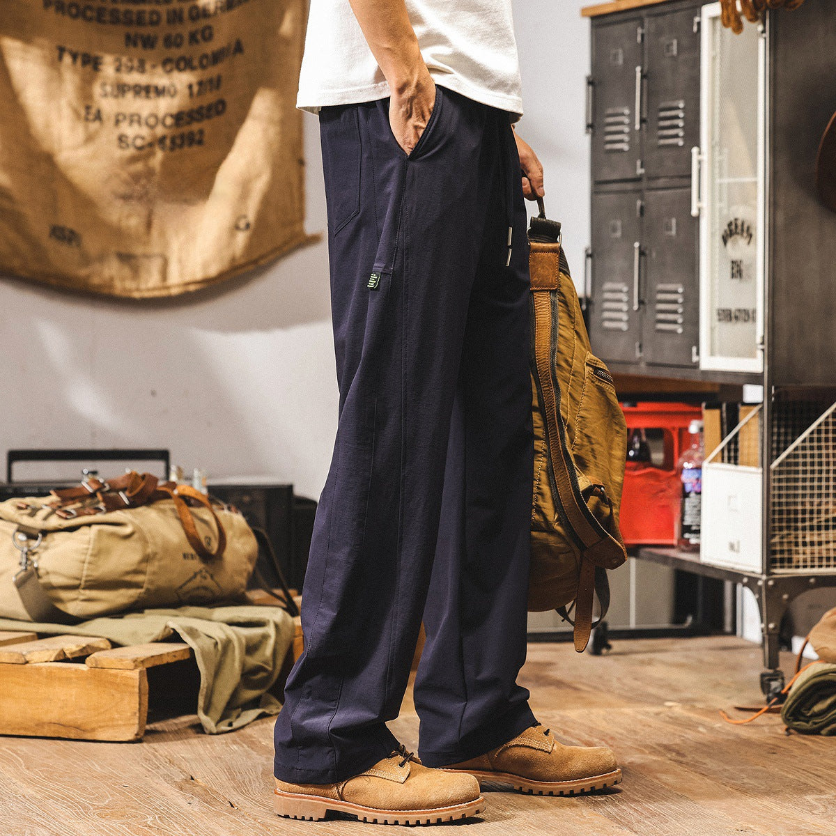 Navy Wide Leg Comfort Pants