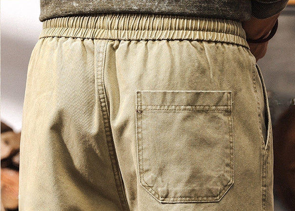 Men's Khaki Relaxed Fit Drawstring Pants