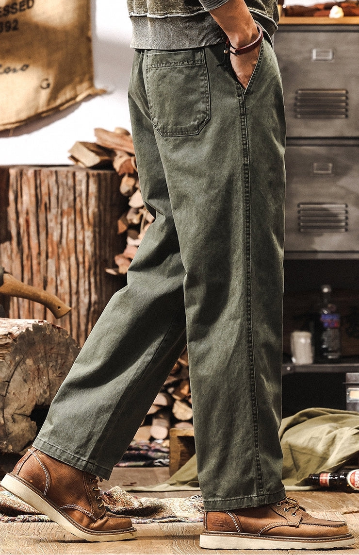 Men's Vintage Green Drawstring Pants