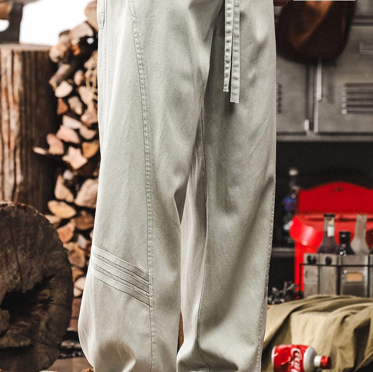 Wear Resistant Wide-Leg Streetwear Pants in Grey