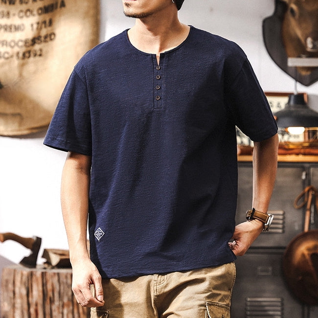 Classic Navy Henley Tee
