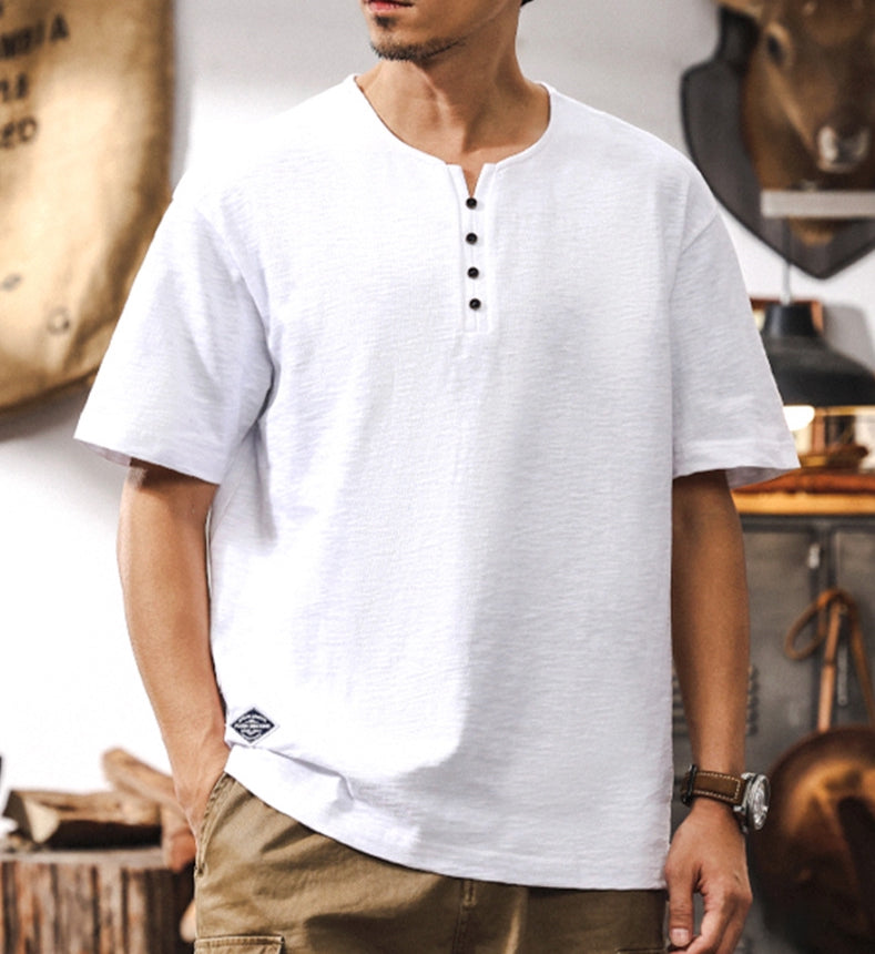 Crisp White Henley Tee