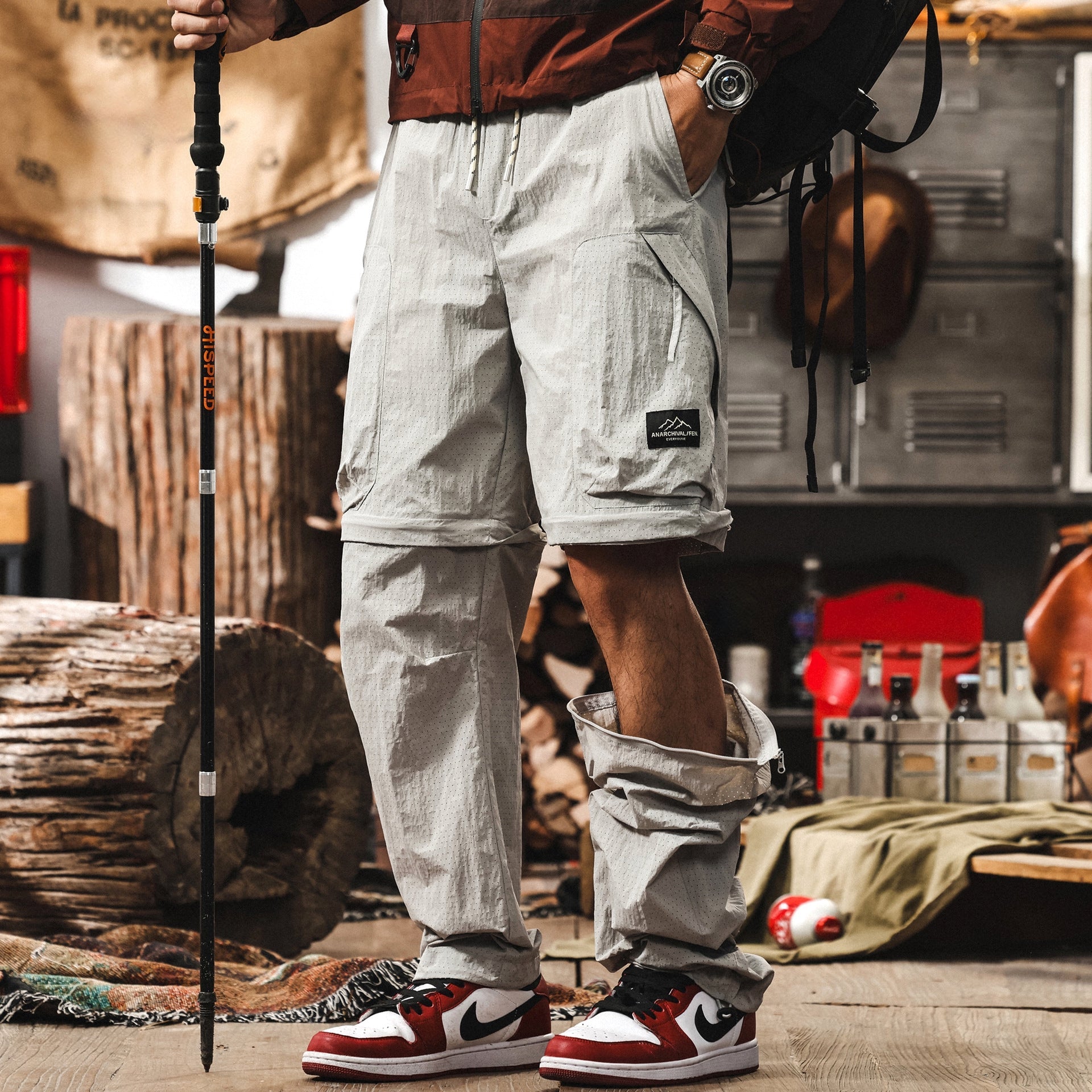 Quick-Drying Hiking Detachable functional Pants in Grey