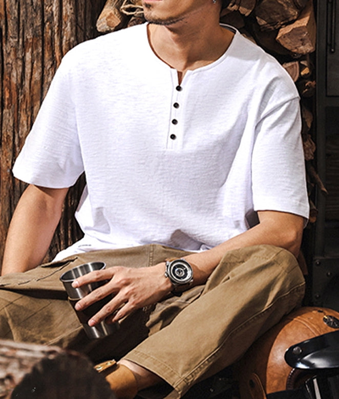 Crisp White Henley Tee