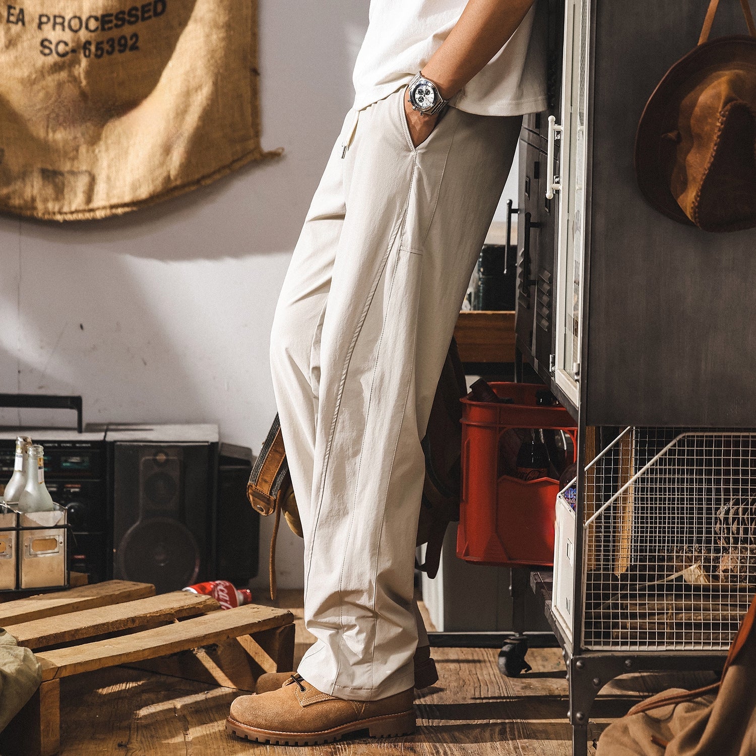 Beige Lightweight Cotton Pants