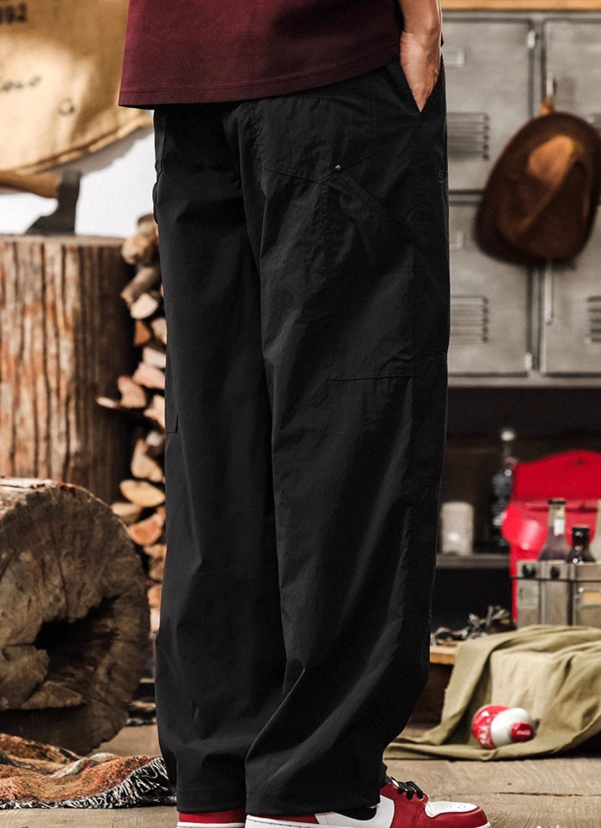 Black Cargo Casual Pants