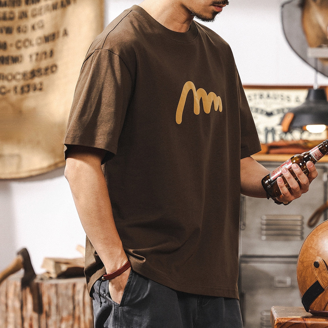 Urban Wave Tee in Coffee Brown