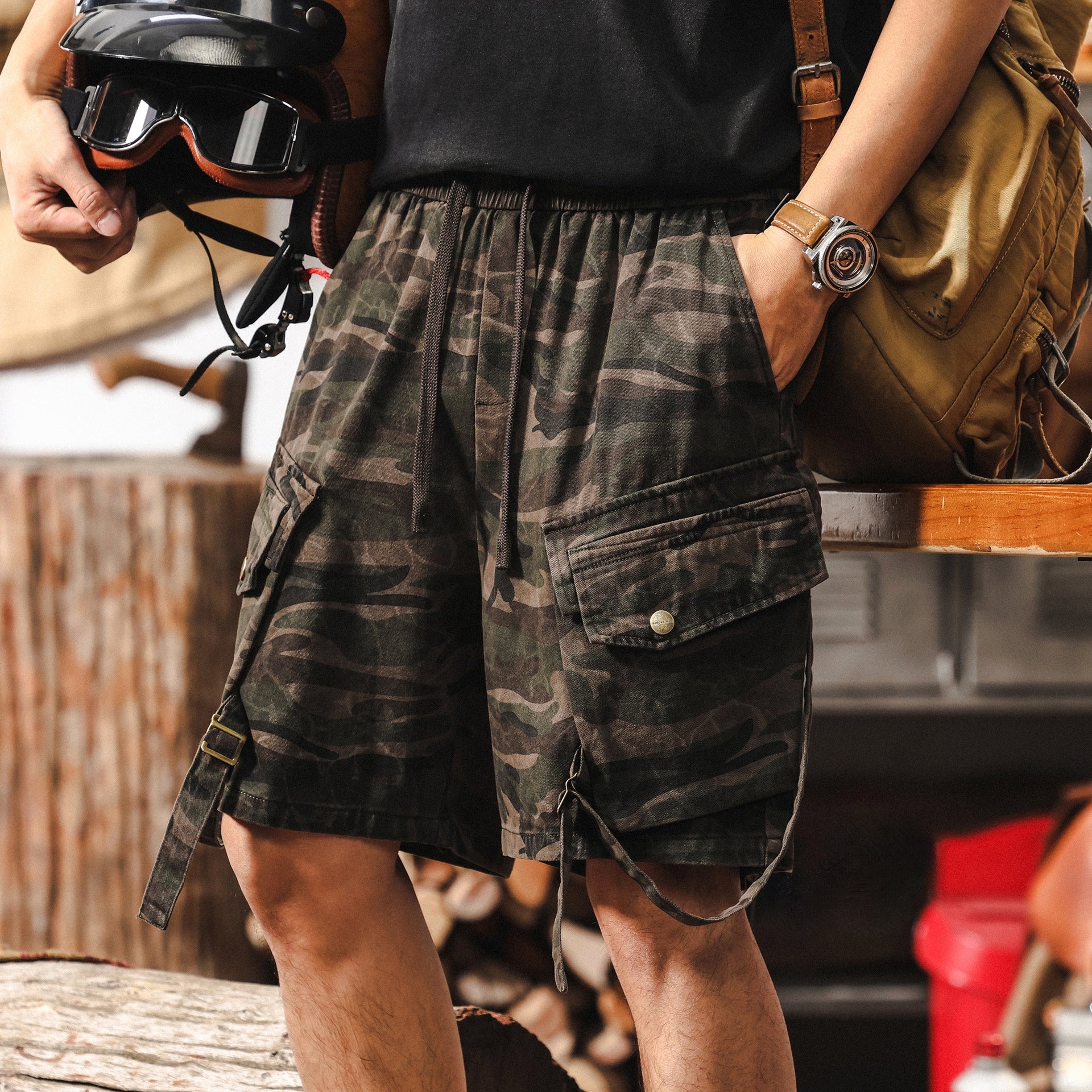 Urban Tactical Camo Cargo Shorts - K202504061526_CAMOUFLAGE