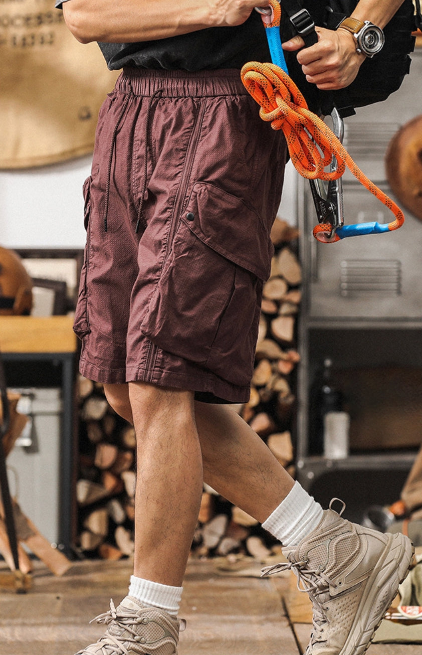 Rugged Retro Elasticated Waist Cargo Shorts - M202404281256_BRO