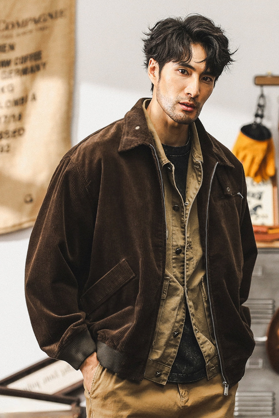 Corduroy Crusader Jacket - J202409221508_BROWN