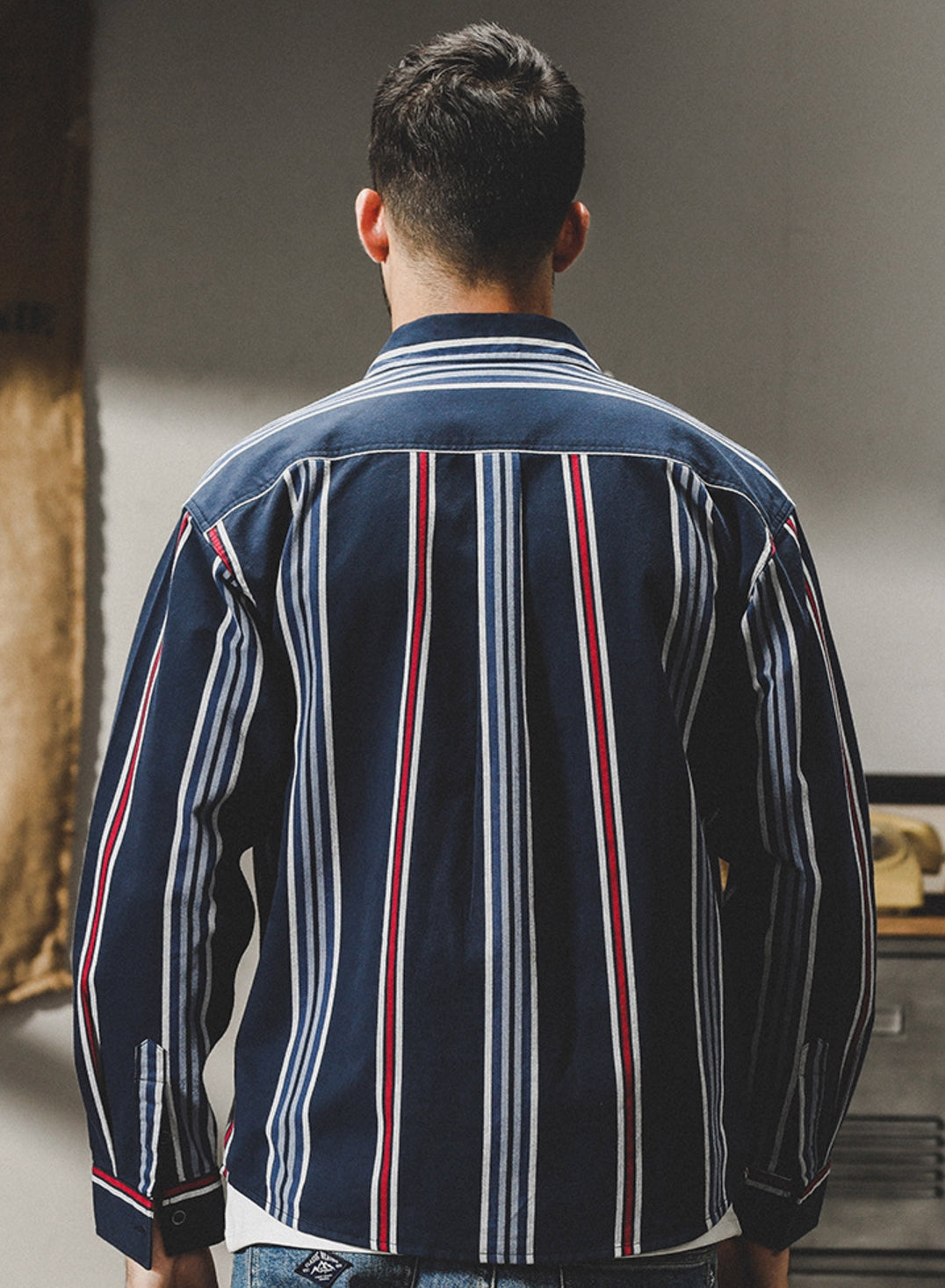 Harbor Stripe Tweed Shirt - 2023090213_NAVY