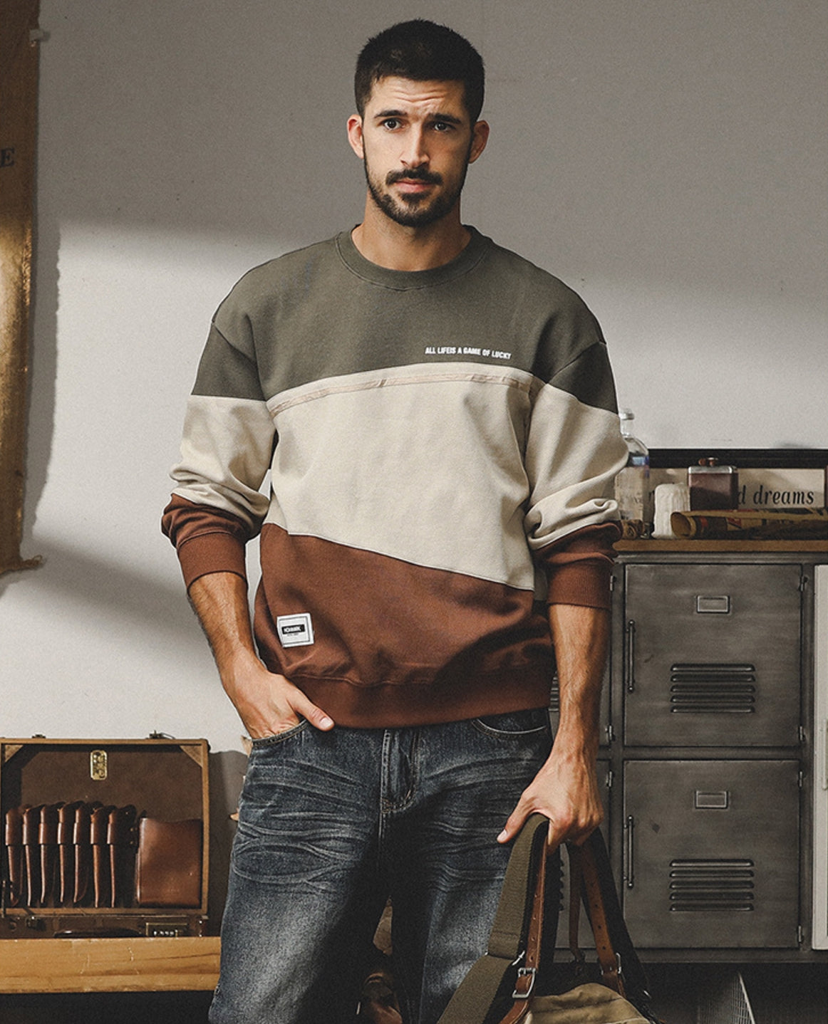 StoneStripe Sweatshirt - M202309271436_GRAYGREEN