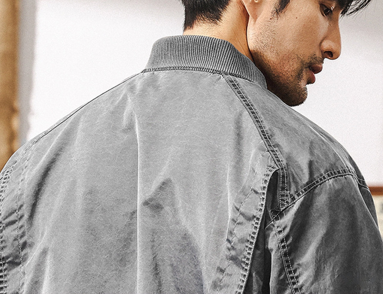 Iron Edge Bomber Jacket - J202410161932_GREY