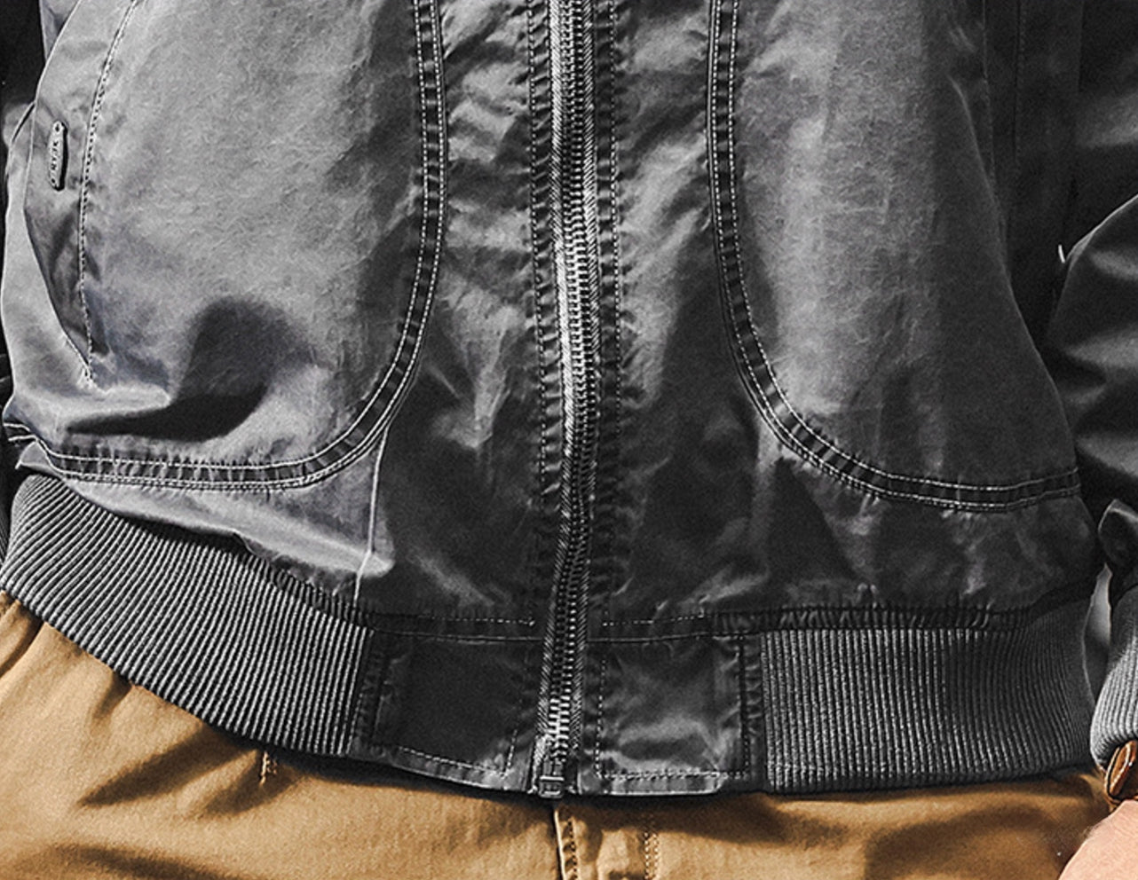 Iron Edge Bomber Jacket - J202410161932_GREY