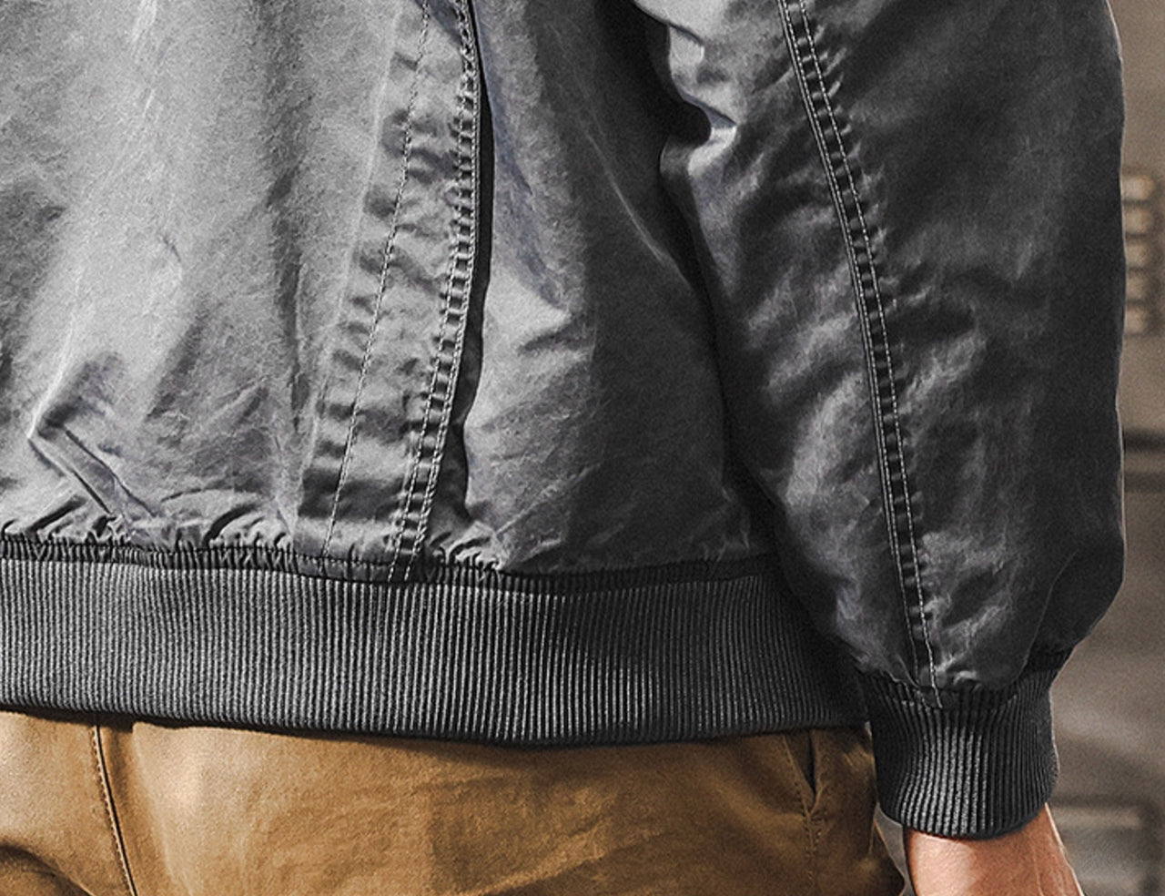 Iron Edge Bomber Jacket - J202410161932_GREY