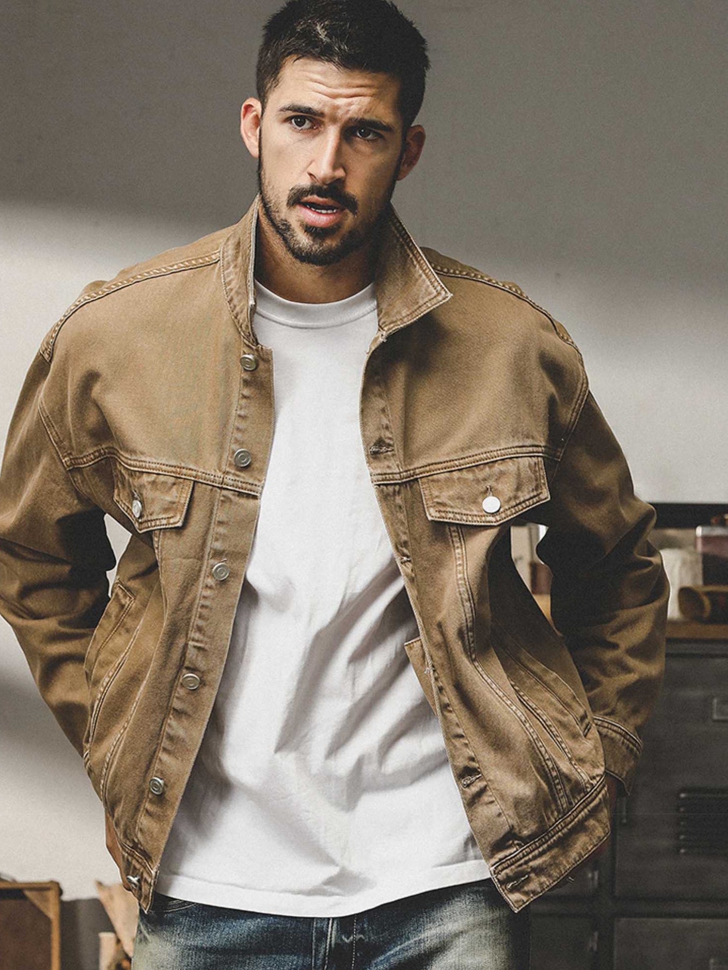 THEND RUGGED COLORED DENIM OVER-SHIRT - 202309140061_KHA