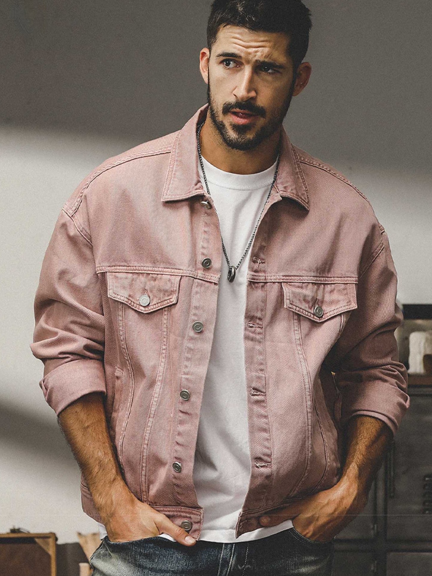 THEND RUGGED COLORED DENIM OVER-SHIRT - 202309140061_PIN