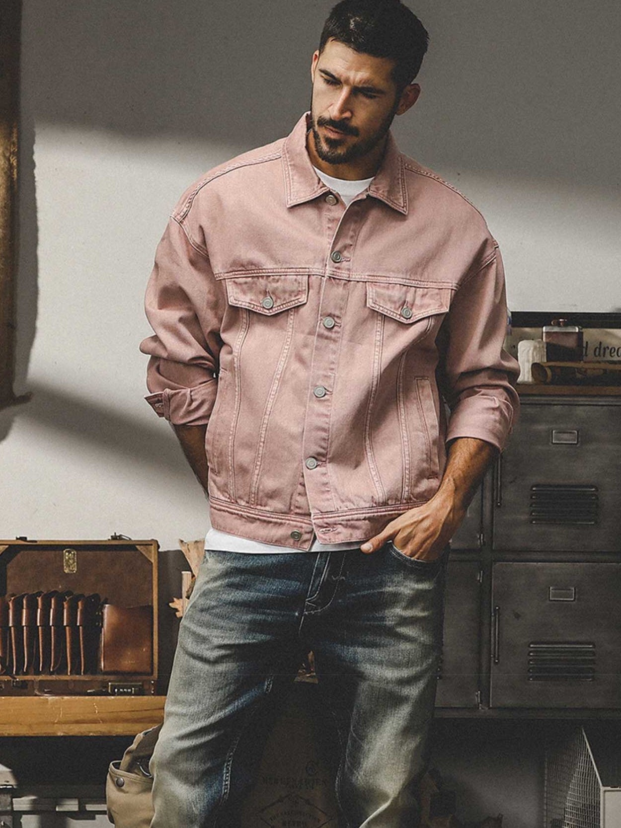 THEND RUGGED COLORED DENIM OVER-SHIRT - 202309140061_PIN