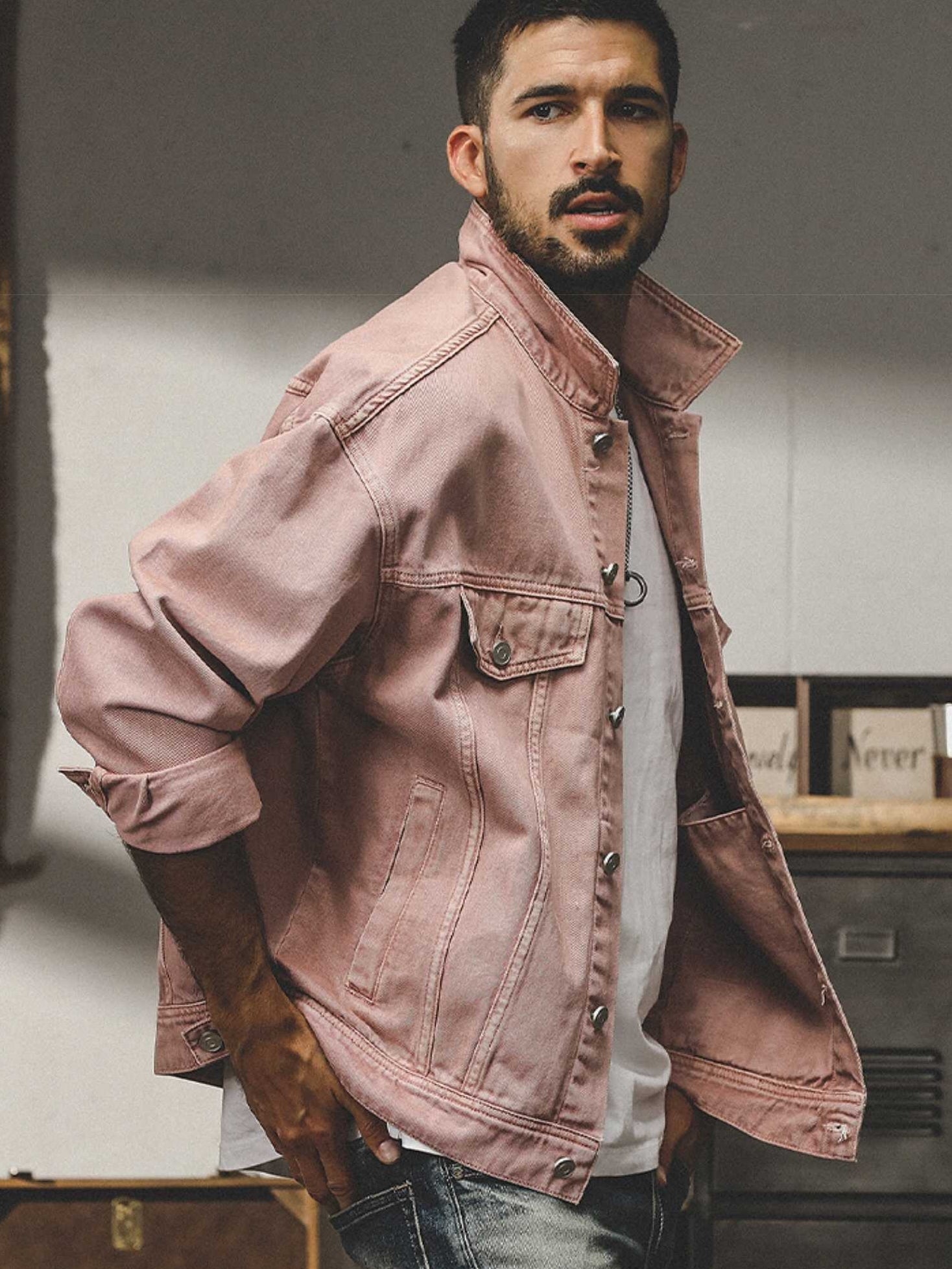 THEND RUGGED COLORED DENIM OVER-SHIRT - 202309140061_PIN