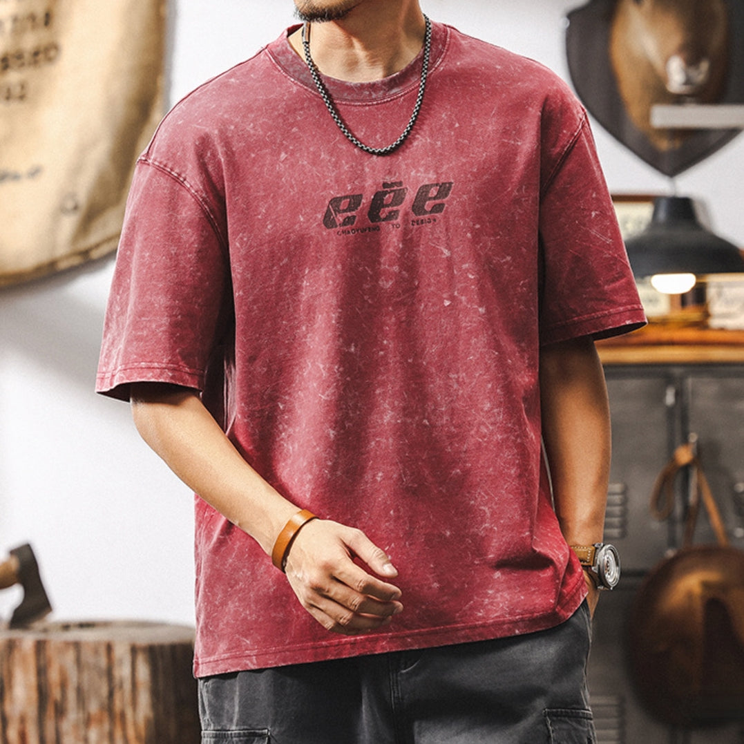 Urban Edge Red Acid Wash Tee