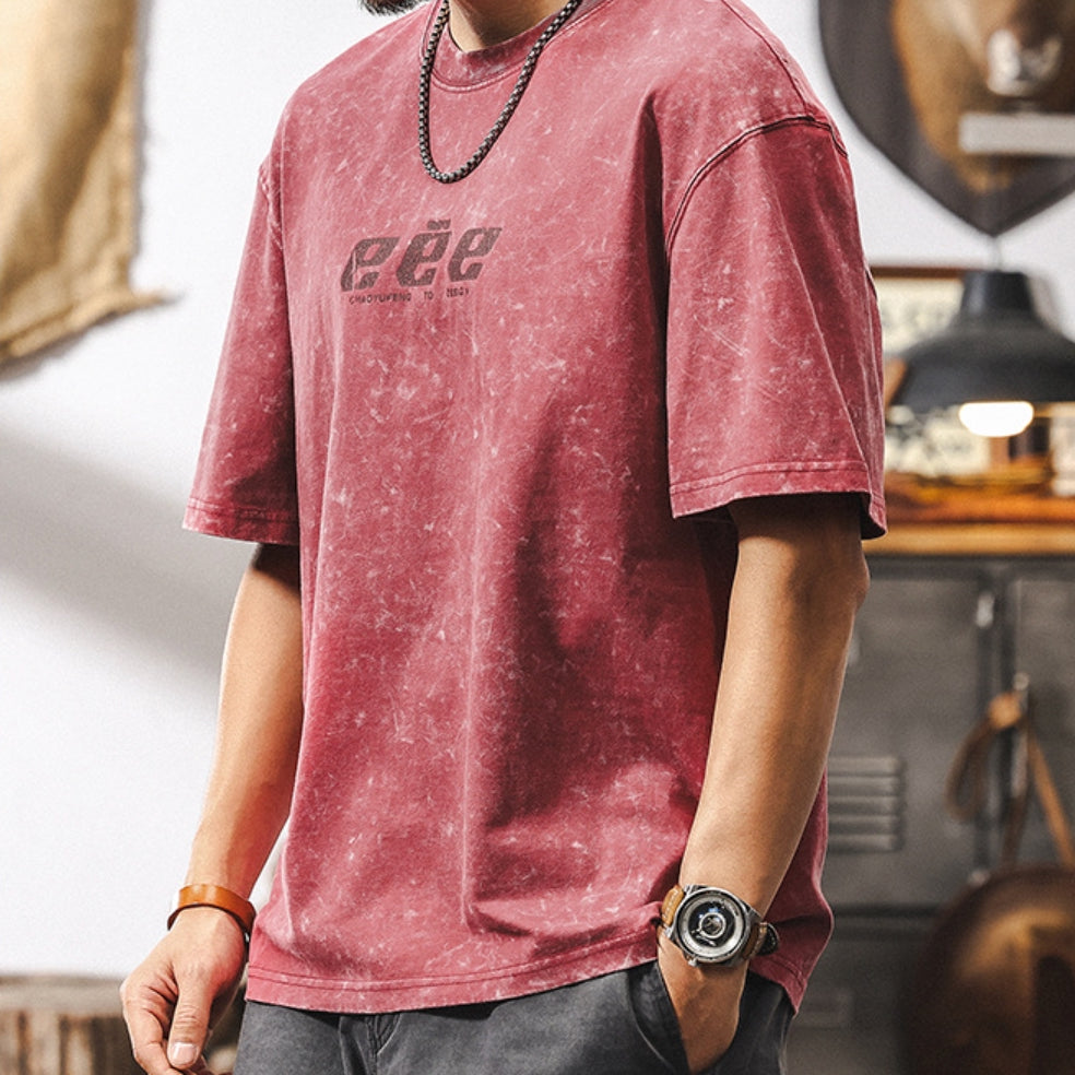 Urban Edge Red Acid Wash Tee