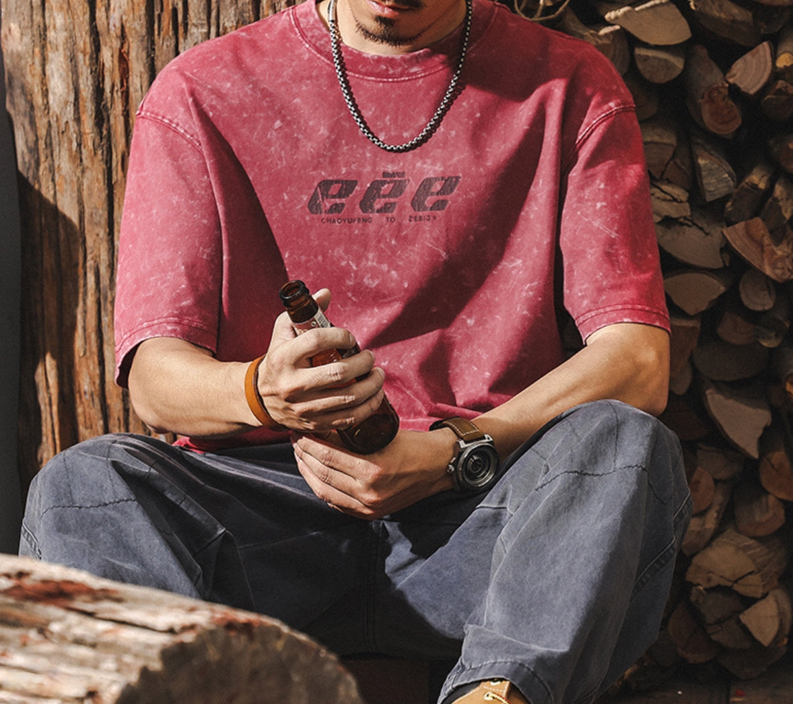 Urban Edge Red Acid Wash Tee