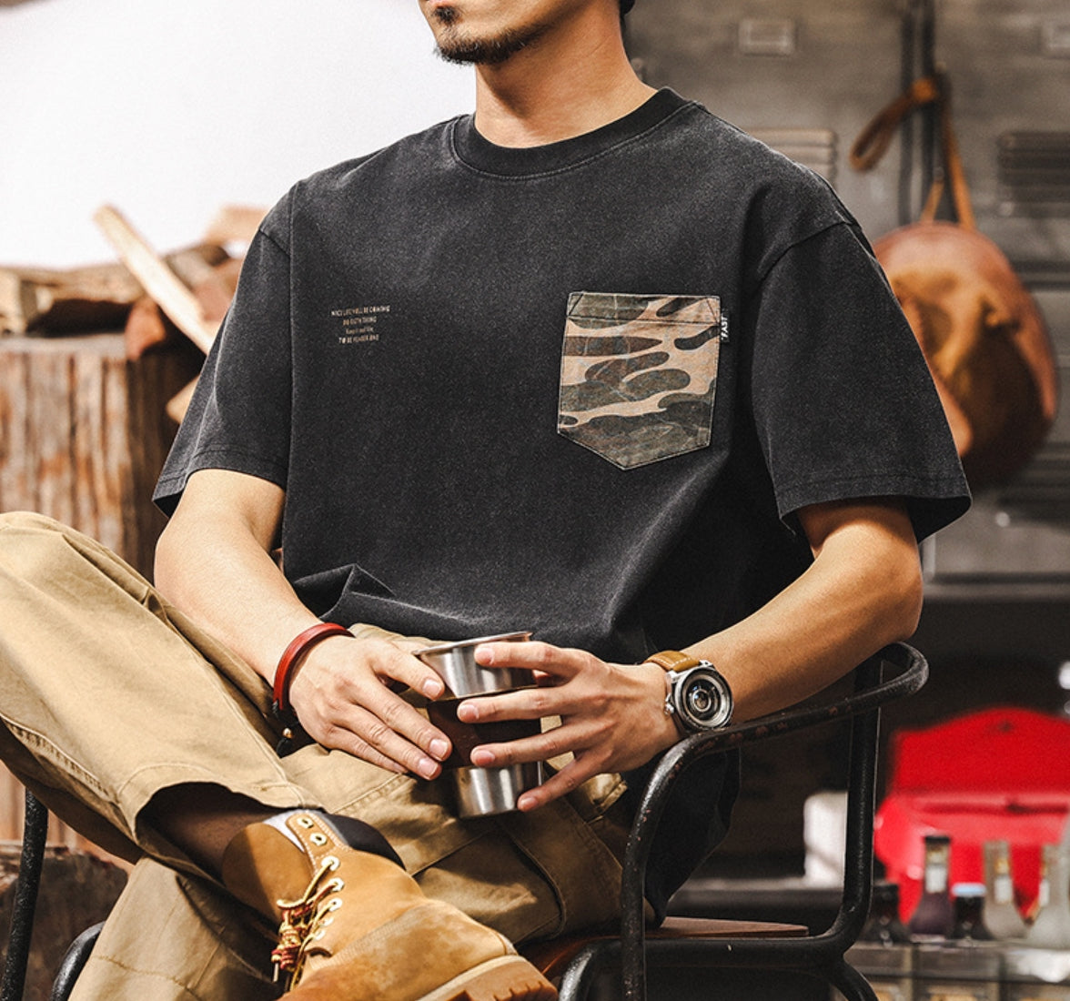 Urban Edge Camo Pocket Midnight Tee