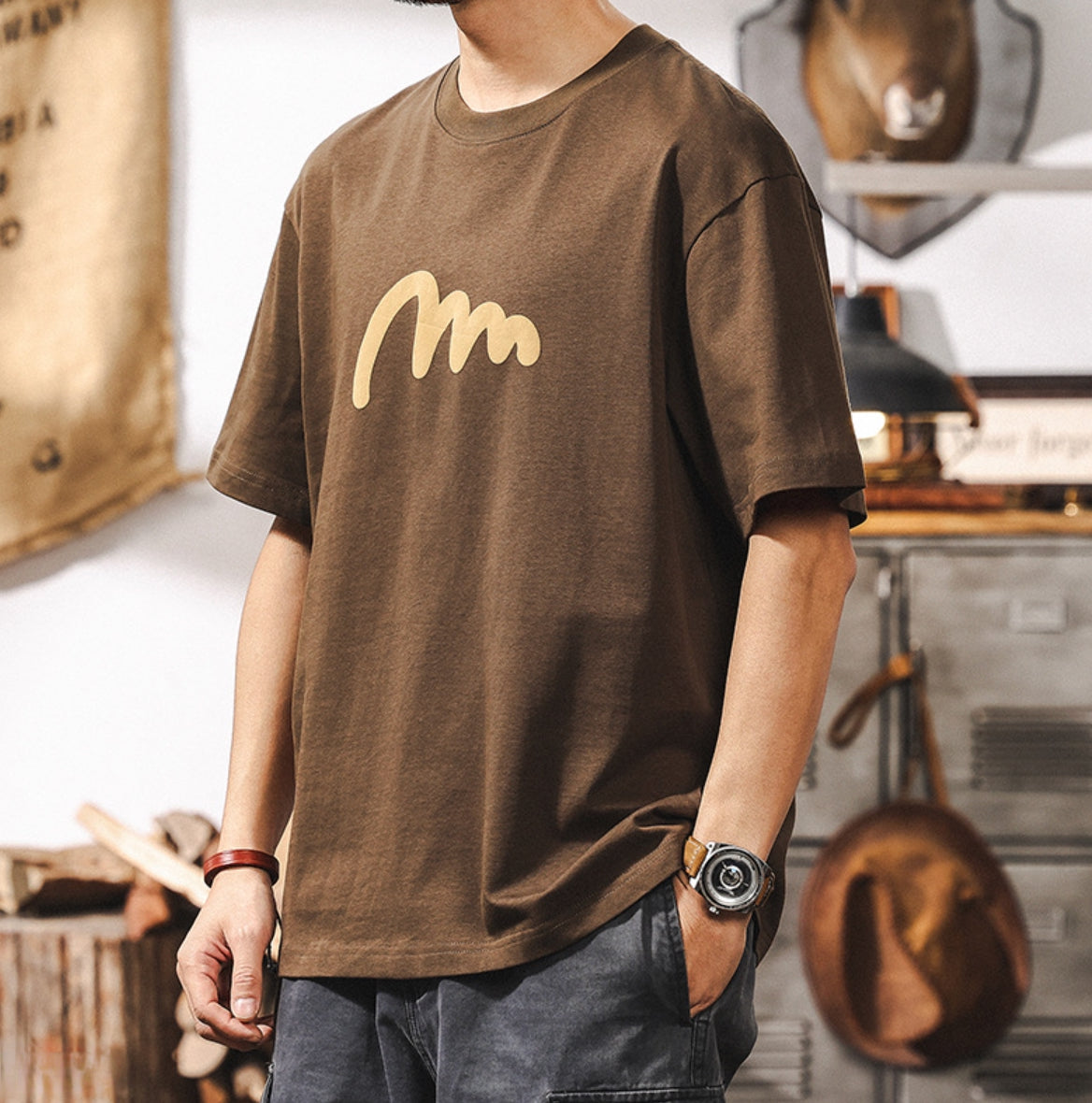 Urban Wave Tee in Coffee Brown