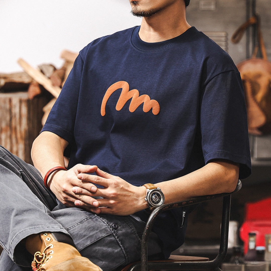 Urban Wave Tee in Navy Blue