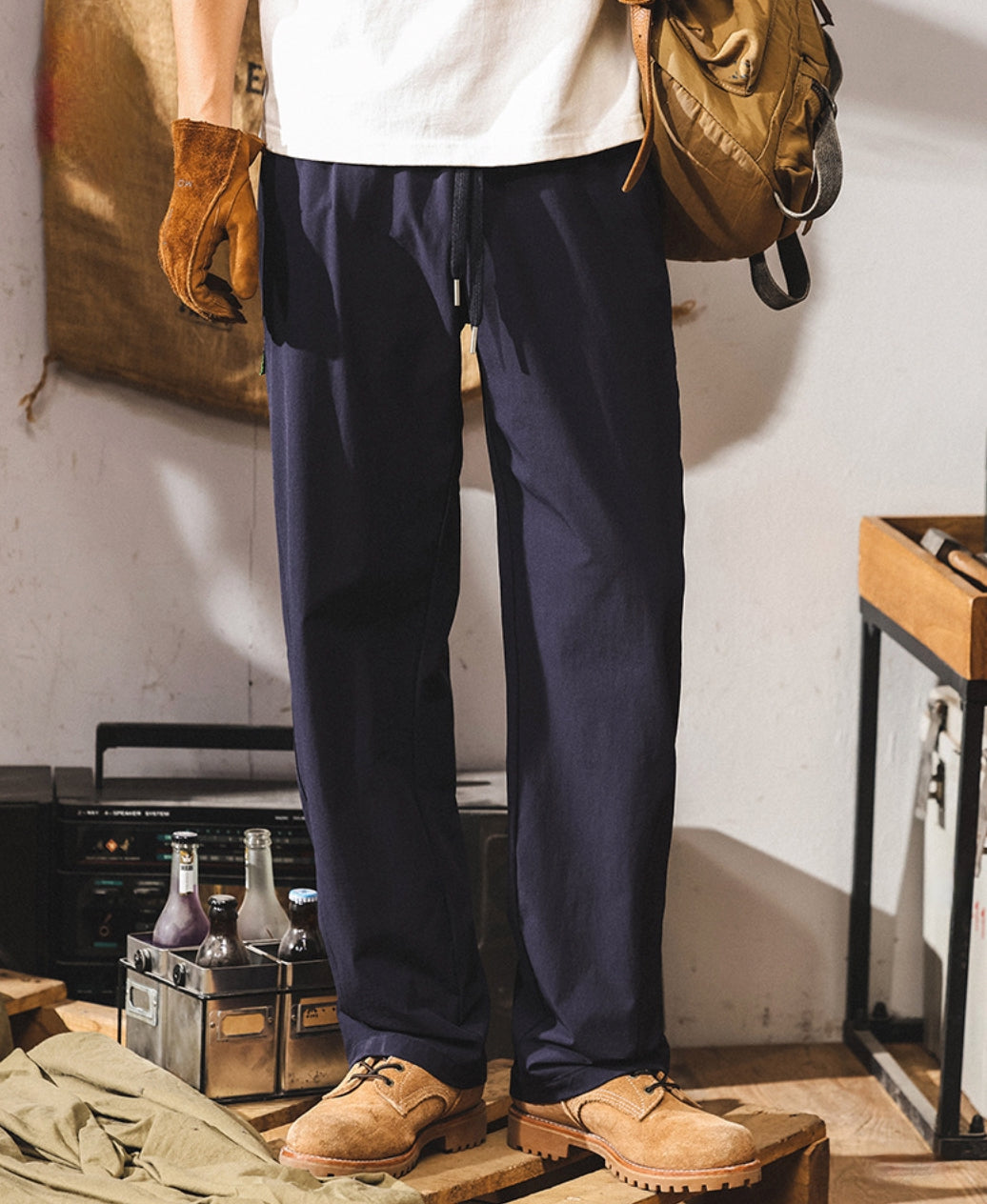Navy Wide Leg Comfort Pants