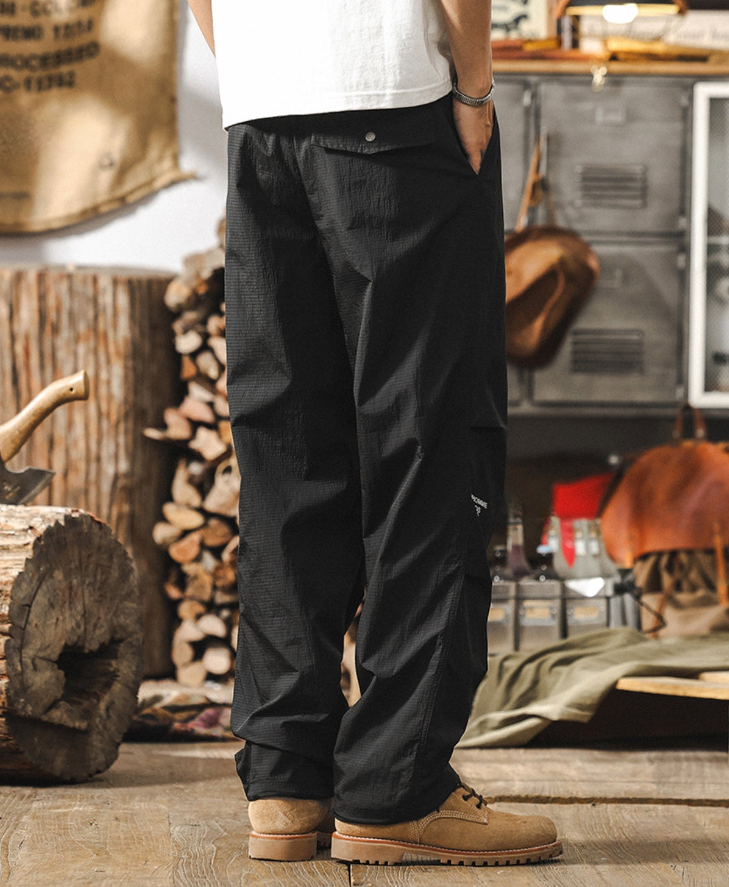 Quick-Drying Black Paratrooper Pants