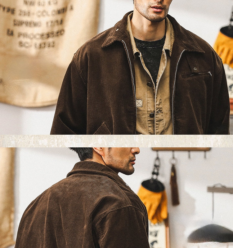 Corduroy Crusader Jacket - J202409221508_BROWN