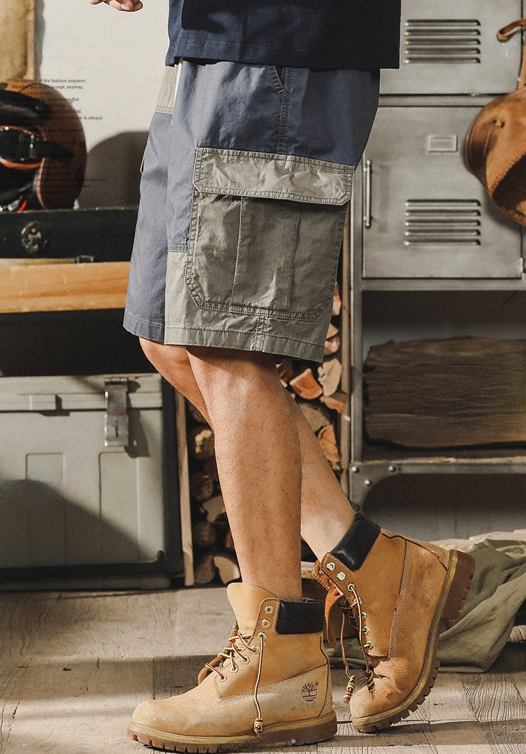 Rustic Two-Tone Cargo Shorts - Z202306272110_GB