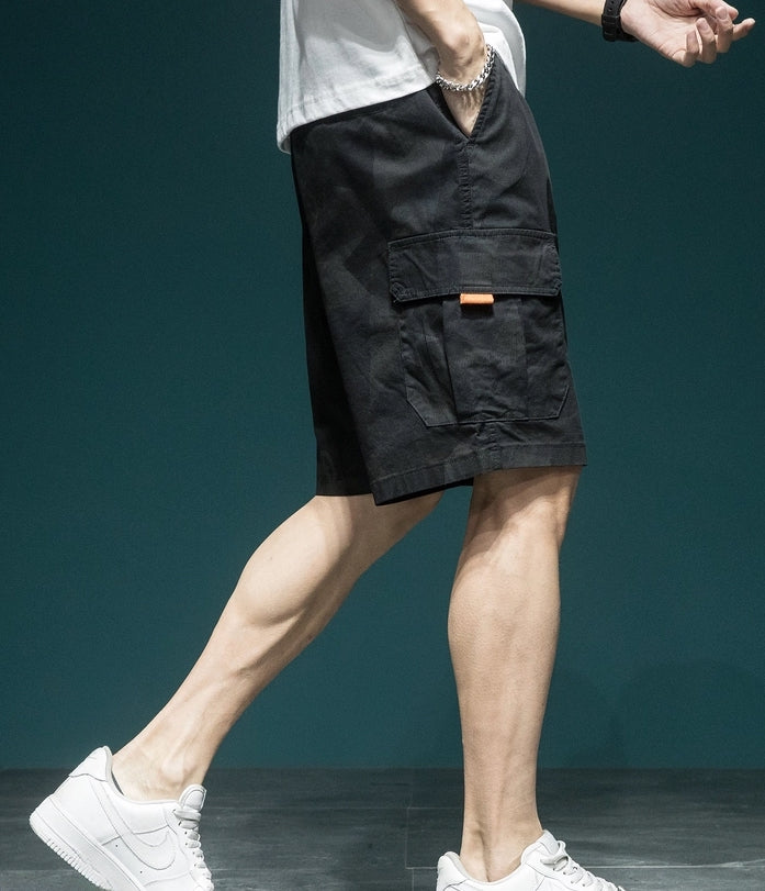 Black Geometric Camo Cargo Shorts - XDK3257P_BLA