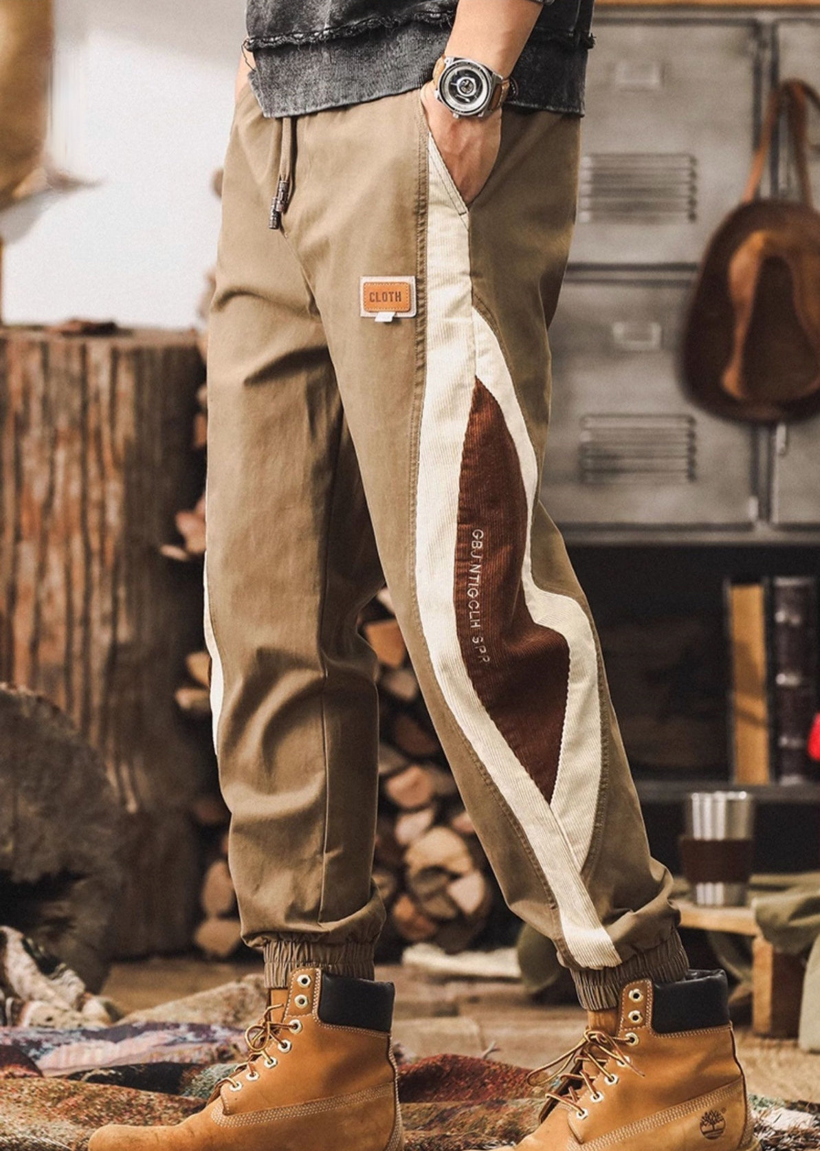 Savanna Stripe Joggers - X202410111636_KHAKI