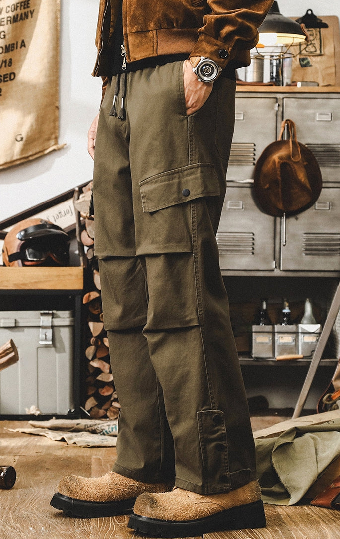 Vintage Utility Army Green Cargo Pants - Z2024082118_ARG