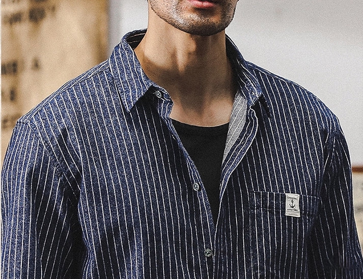 Indigo Tweed Shirt - J202403081512_NAVY