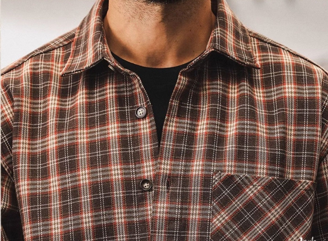 Timber Plaid Tweed Shirt - J202410041650_BROWN