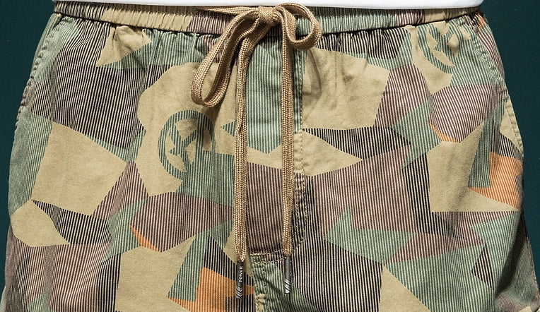 Khaki Geometric Camo Cargo Shorts - XDK3257P_KHA