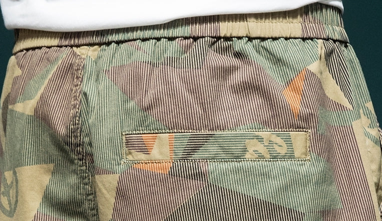 Khaki Geometric Camo Cargo Shorts - XDK3257P_KHA