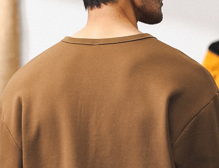 Rugged Winter Henley T Shirt - C2024090716_KHAKI