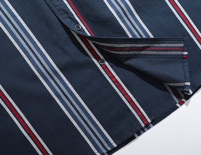 Harbor Stripe Tweed Shirt - 2023090213_NAVY